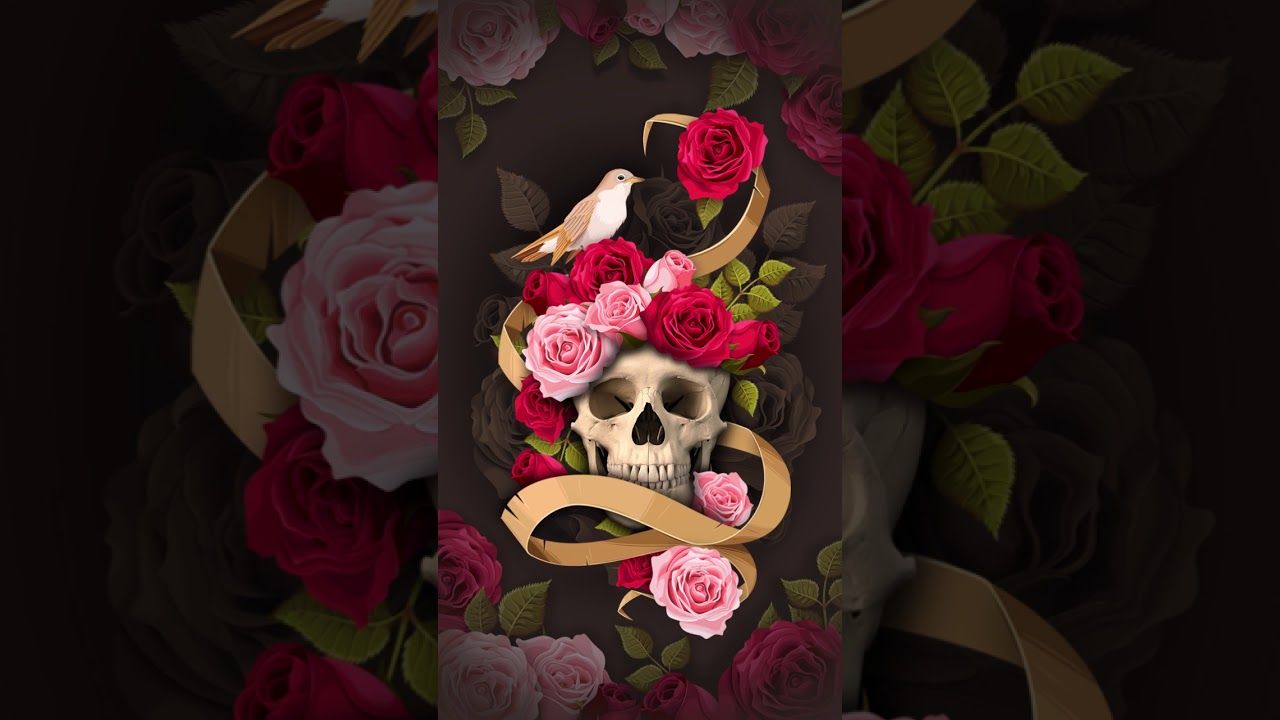 Teschio floreale vintage rose, 1280x720 720p, Laptop