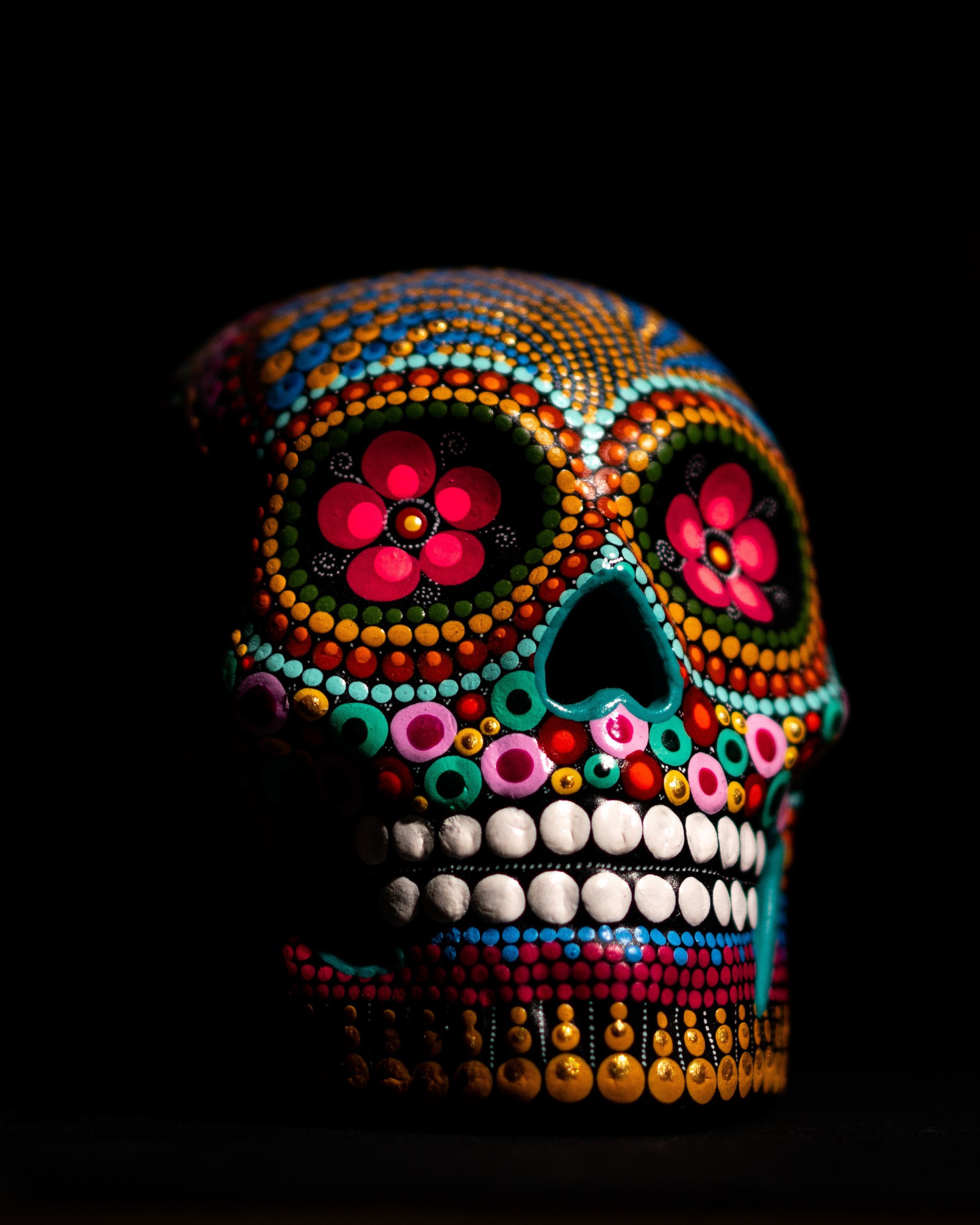 Teschio messicano dipinto colorato, 2850x3563 Full HD Verticale, Smartphone