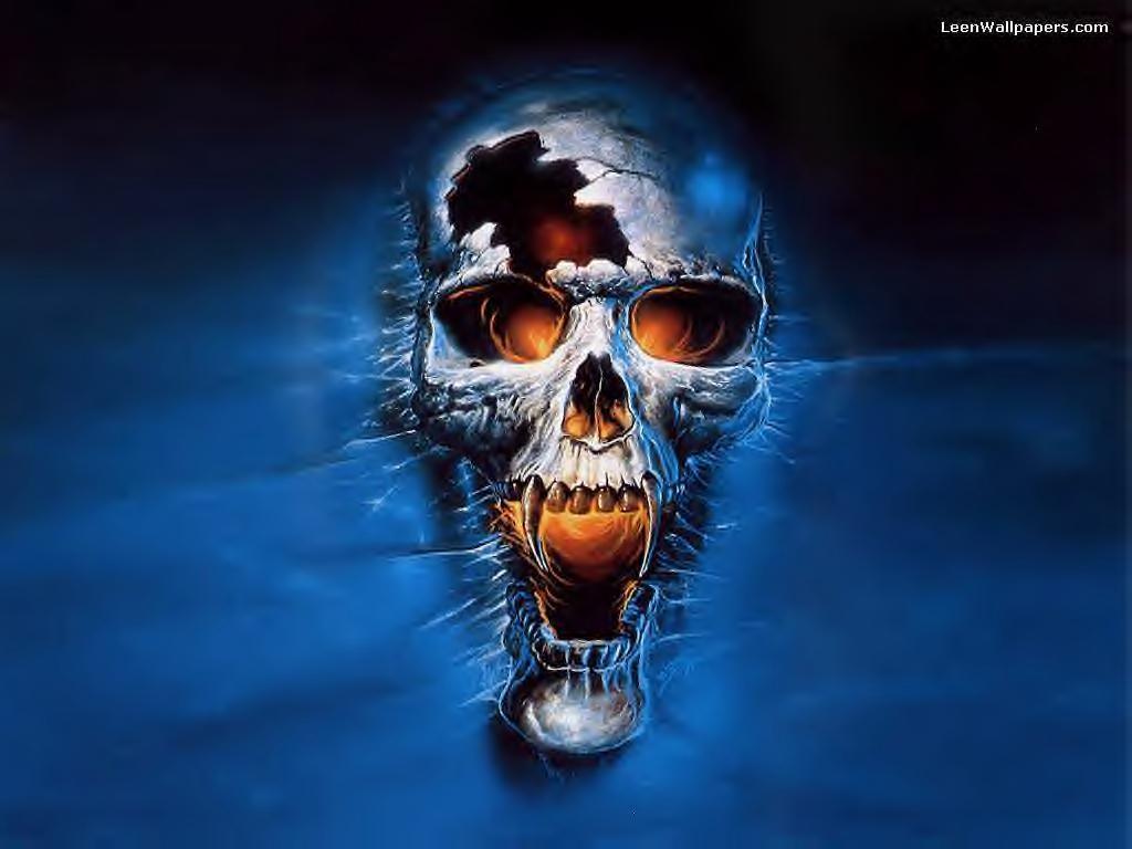 Teschio neon blu astratto, 1920x1080 Full HD, PC