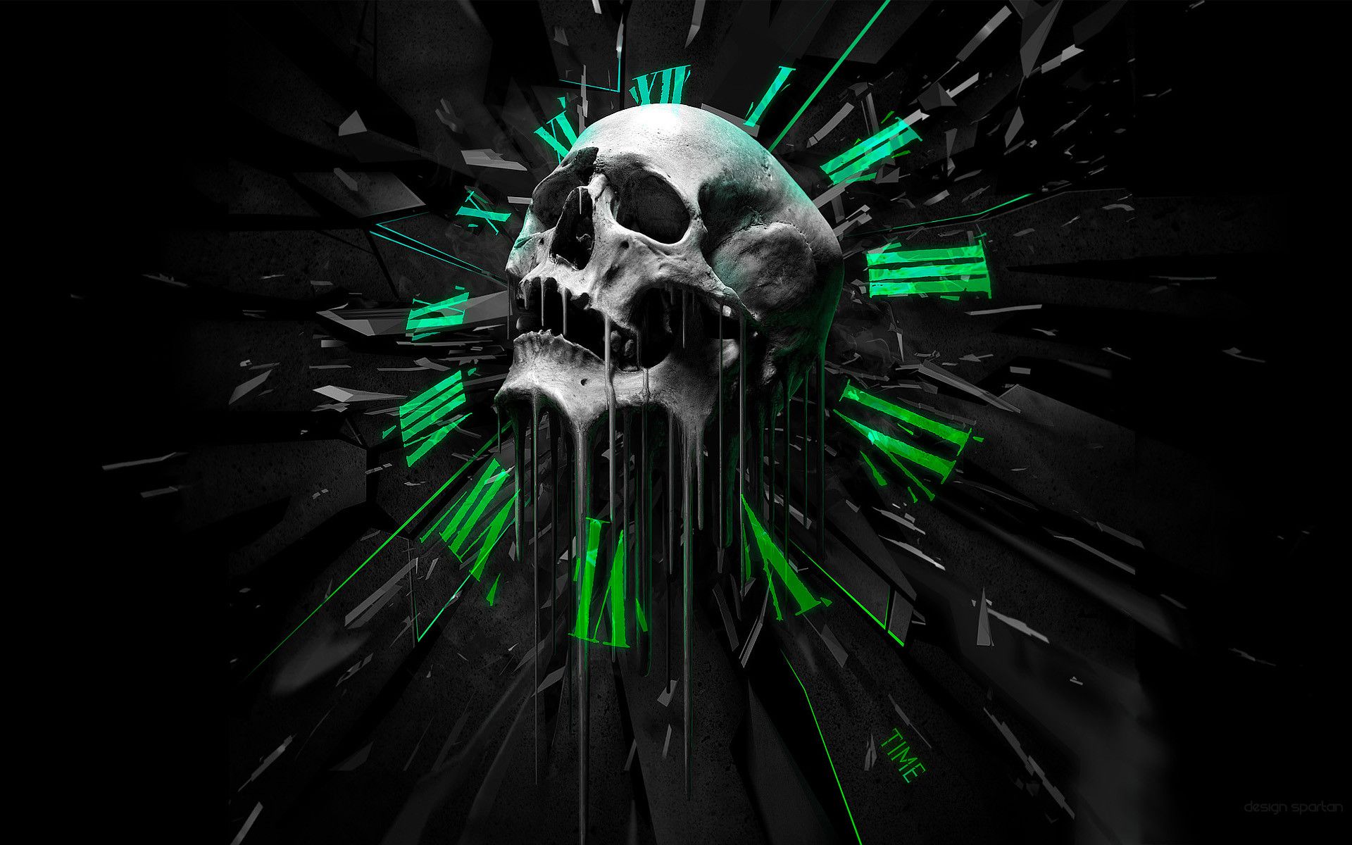 Teschio esplosione schegge verdi, 1920x1200 Full HD+, PC