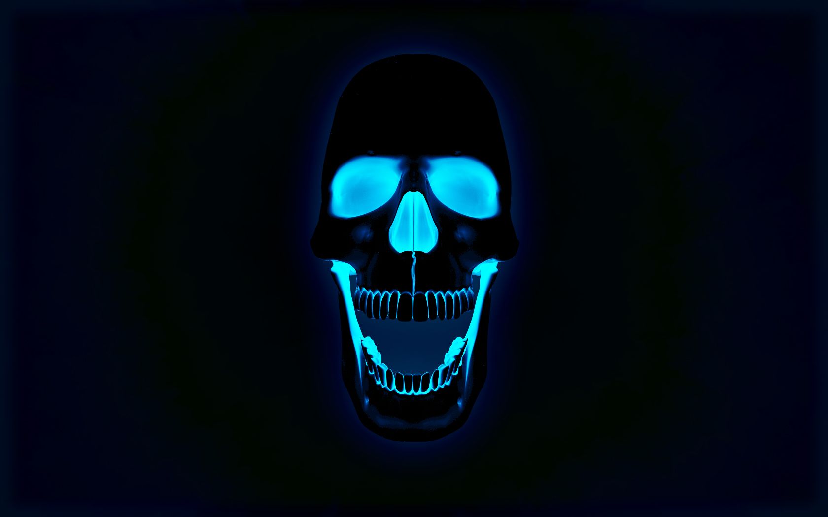 Teschio blu neon scuro, 1680x1050 900p, Laptop