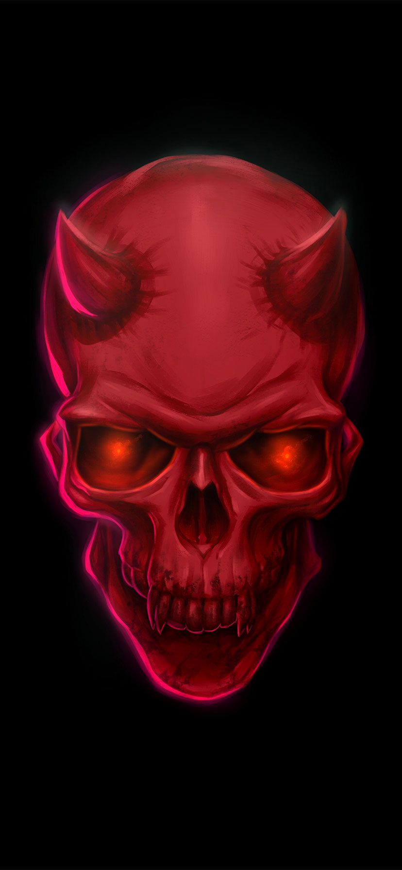 Teschio demoniaco rosso con corna, 828x1792 Full HD Verticale, iPhone Pro