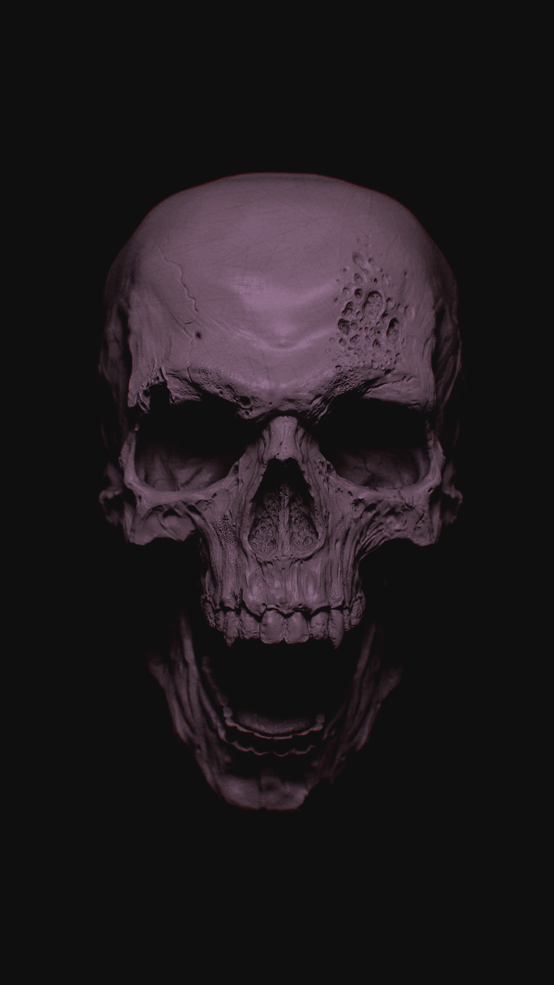 Teschio viola su sfondo nero, 1080x1920 Full HD Verticale, iPhone