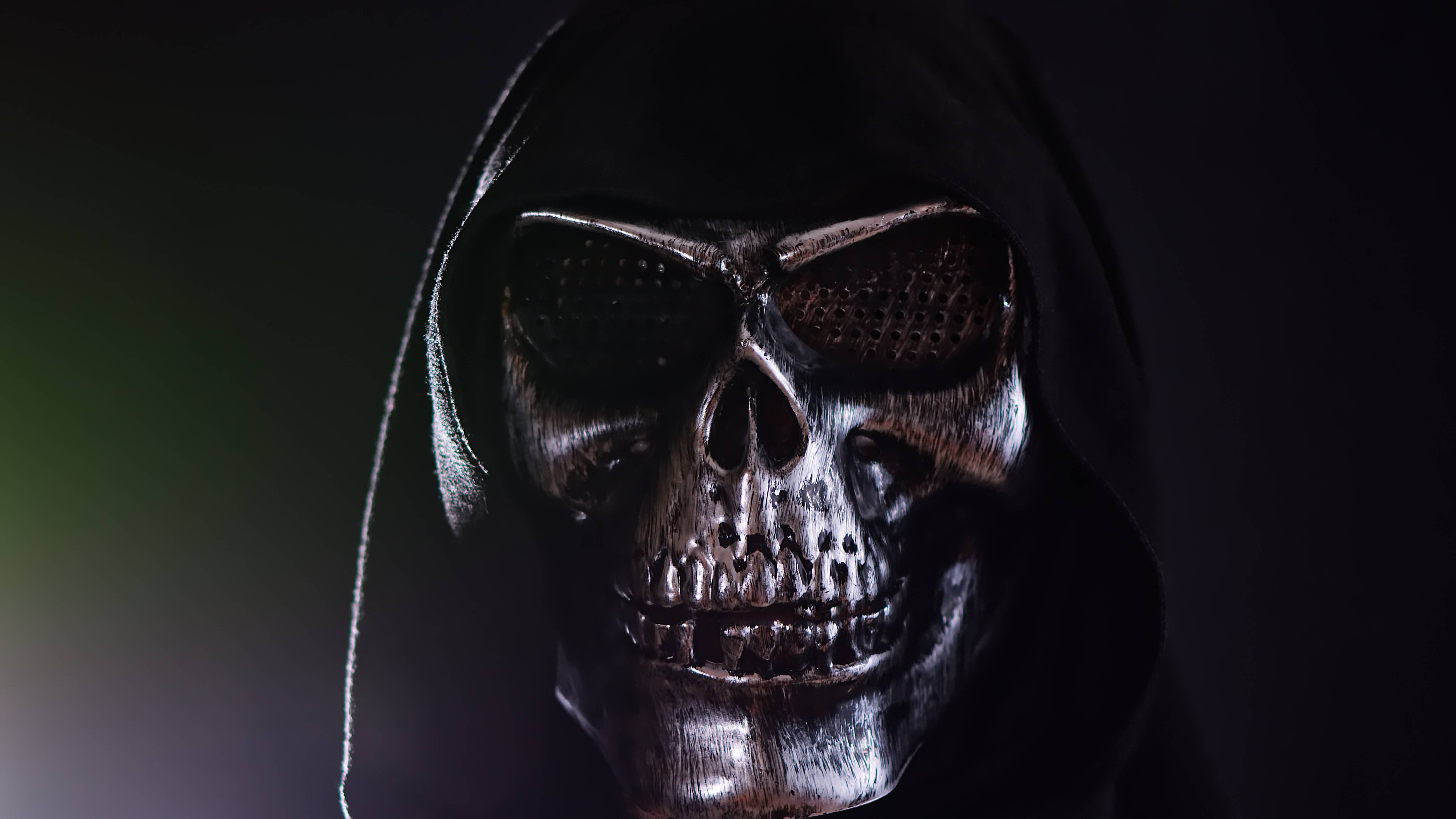 Maschera teschio incappucciata scura, 6000x3375 UHD, PC 4K