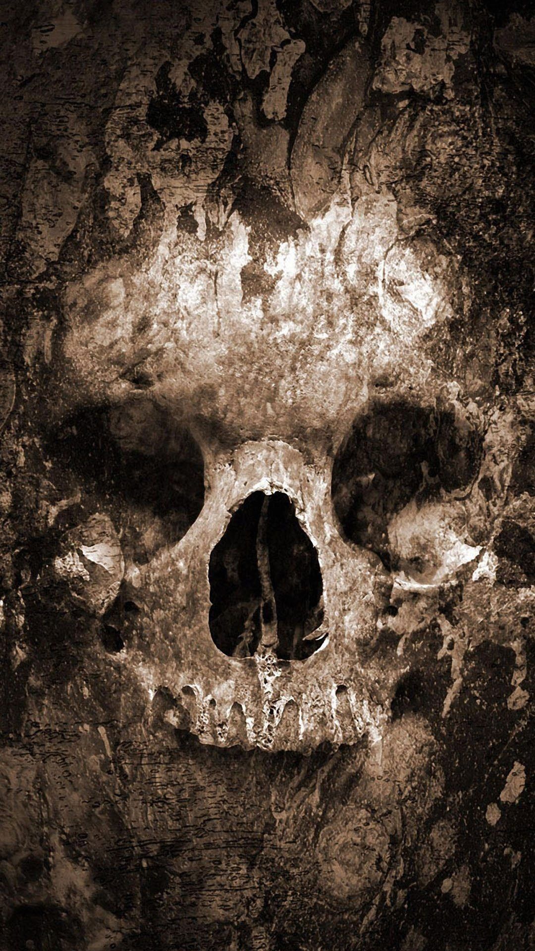 Teschio spaventoso texture scura, 1080x1920 Verticale, iPhone Pro