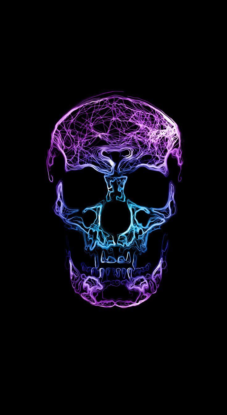 Teschio neon viola blu, 736x1344 Full HD Verticale, iPhone Air