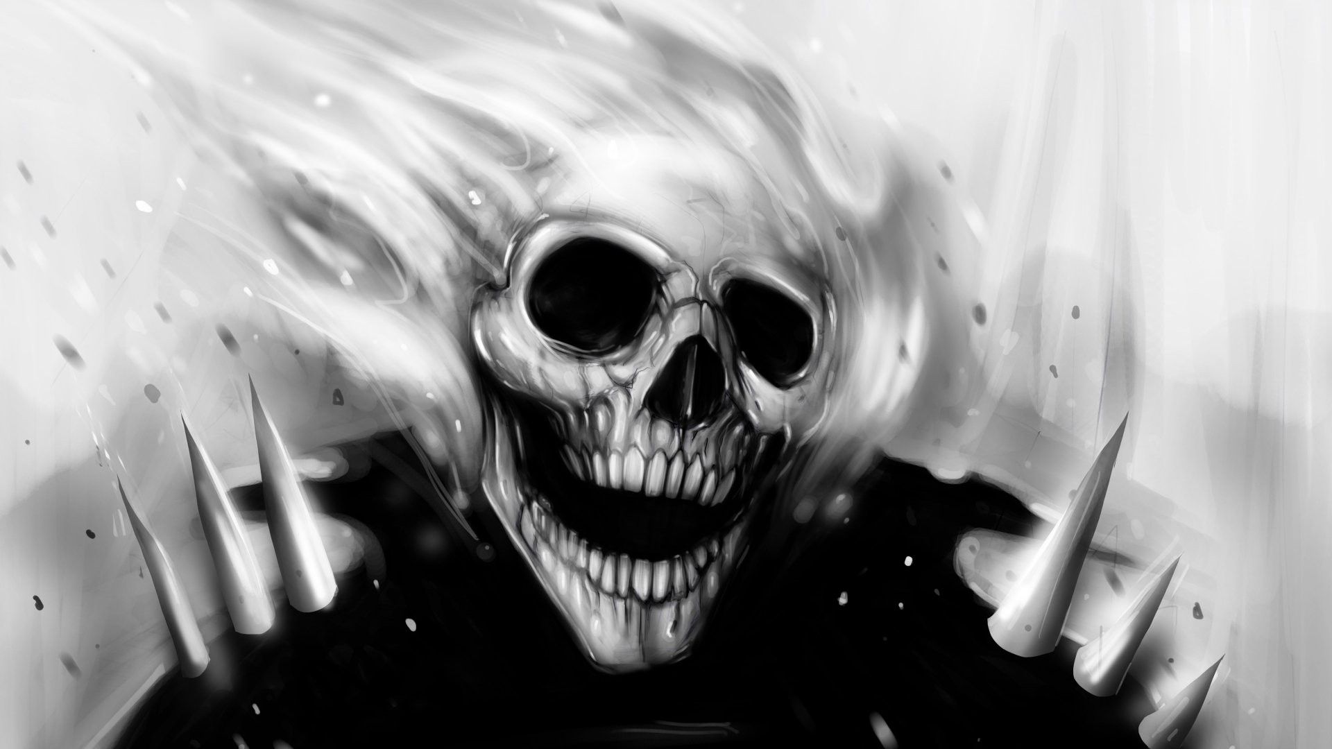 Teschio in fiamme bianco e nero, 1920x1080 Full HD 1080p, PC