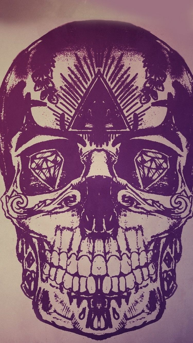 Teschio viola illustrazione, 750x1334 Verticale, iPhone Plus