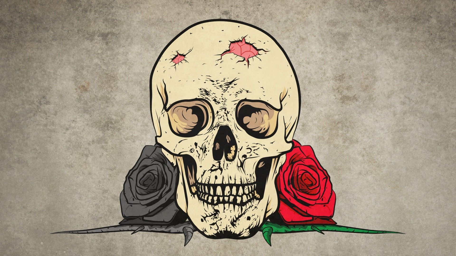 Teschio con rose nere e rosse, 1920x1080 Full HD, PC