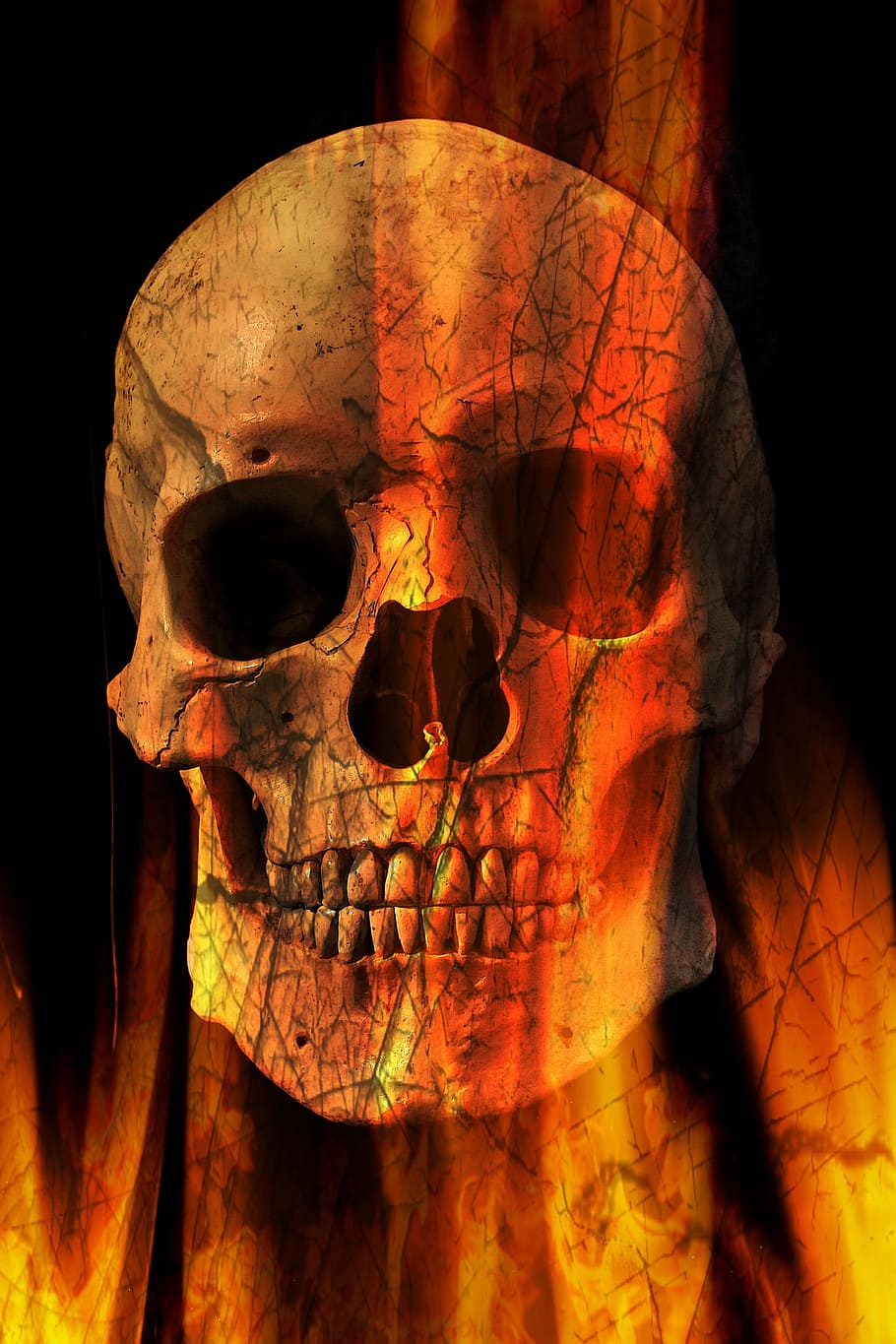 Teschio in fiamme, 910x1365 Full HD Verticale, iPhone Plus