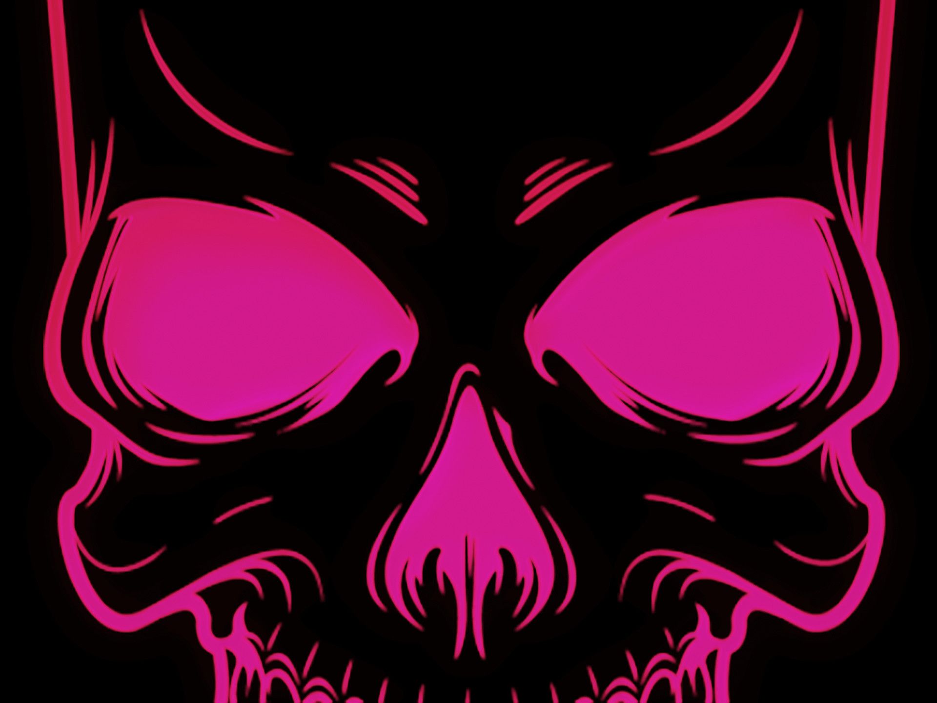 Teschio rosa neon su nero, 1920x1440 Full HD+, Desktop