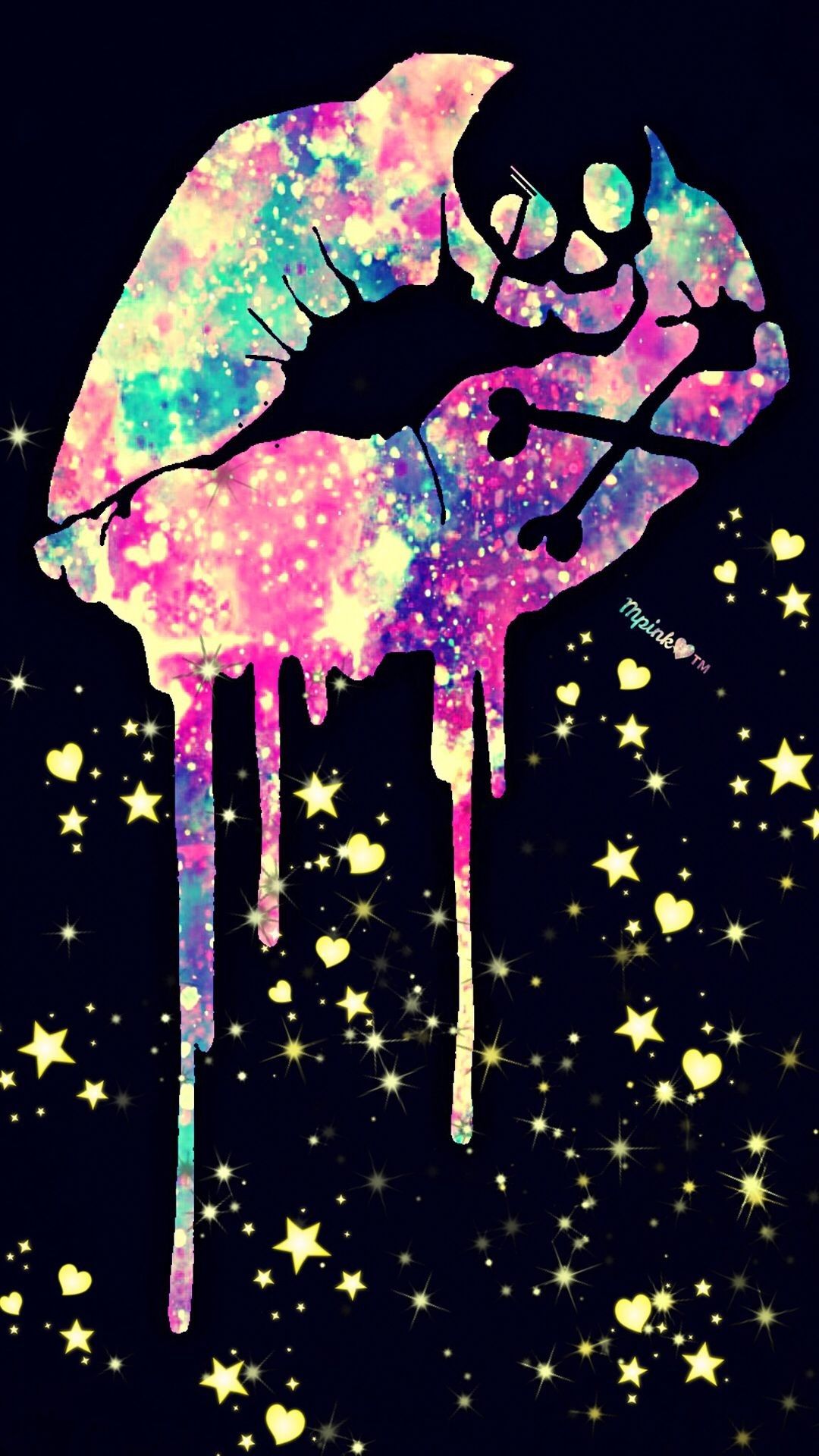 Labbra galattiche colorate con teschio, 1080x1920 Verticale, Mobile
