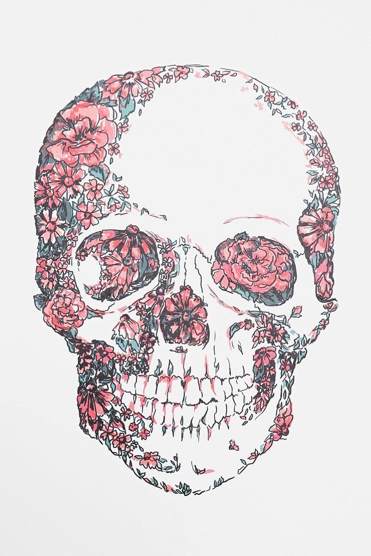 Teschio con fiori rosa, 730x1095 Verticale, Telefono