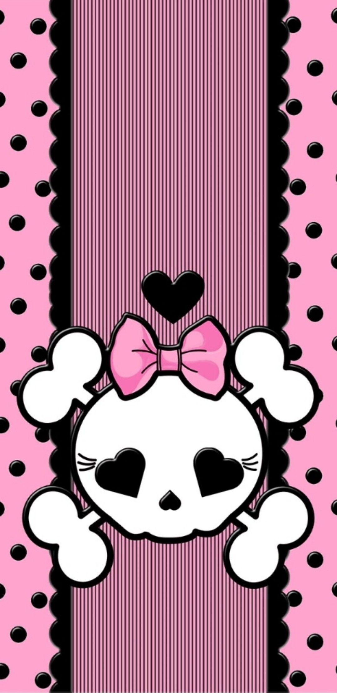 Teschio carino rosa fiocco, 1080x2220 Full HD Verticale, Smartphone