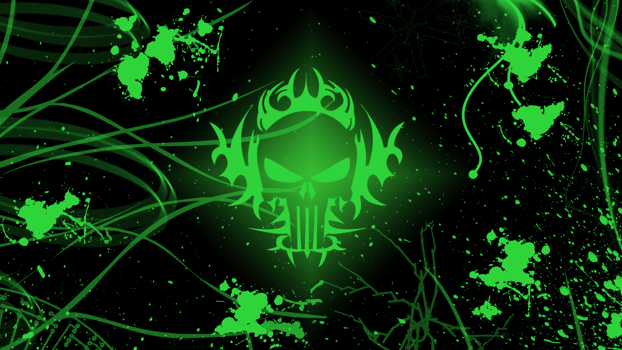 Teschio verde stile Punisher astratto, 1680x1050 HD, ROG Asus Laptop