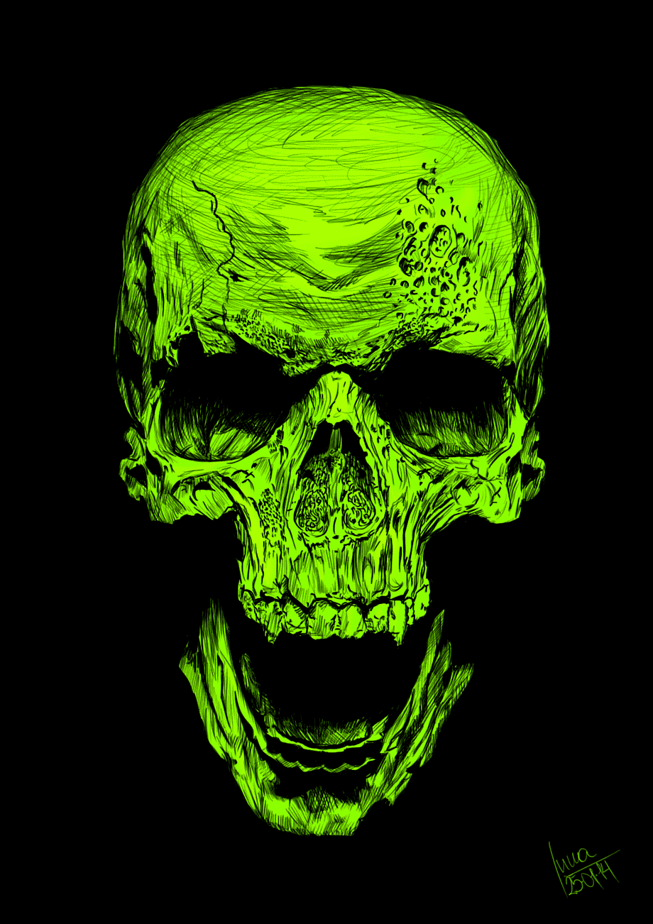 Teschio verde tribale su nero, 1280x720 720p, iMac
