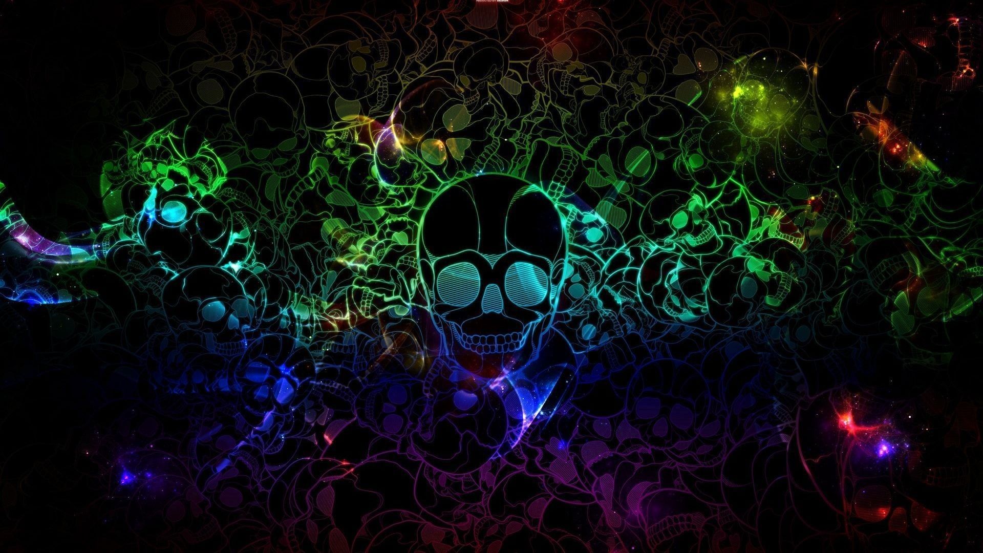 Teschio colorato astratto neon, 1920x1080 Full HD, PC Desktop