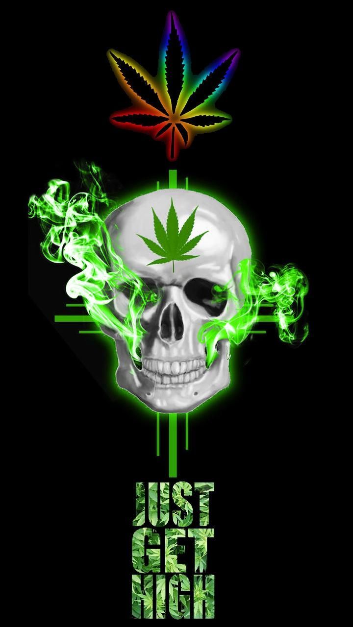 Teschio verde con foglia marijuana, 1366x768 HD, Desktop