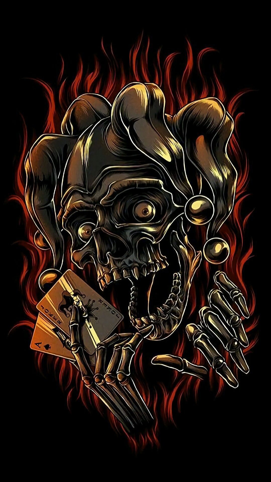 Teschio giullare con carte, 1080x1920 Verticale, Mobile