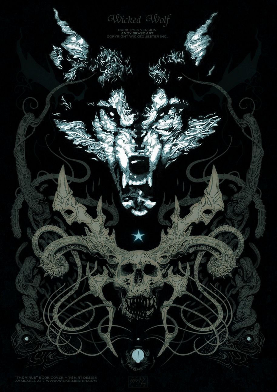 Lupo e teschio decorativi, 914x1296 Full HD Verticale, iPhone