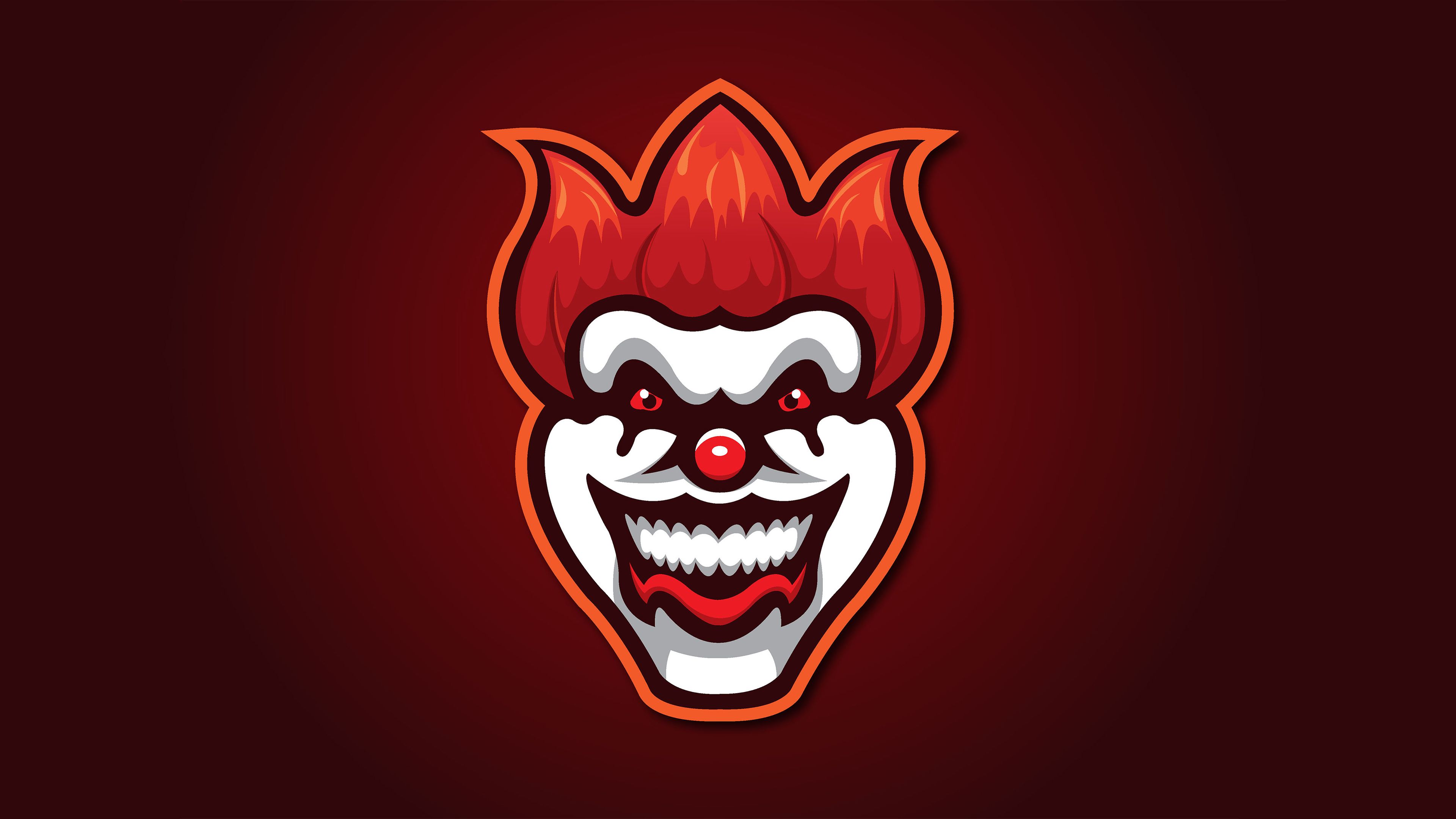 Teschio clown malvagio rosso, 3840x2160 UHD, PC 4K