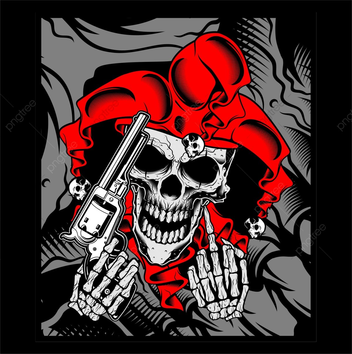 Teschio giullare con pistola, 1200x1207 Full HD Verticale, Smartphone