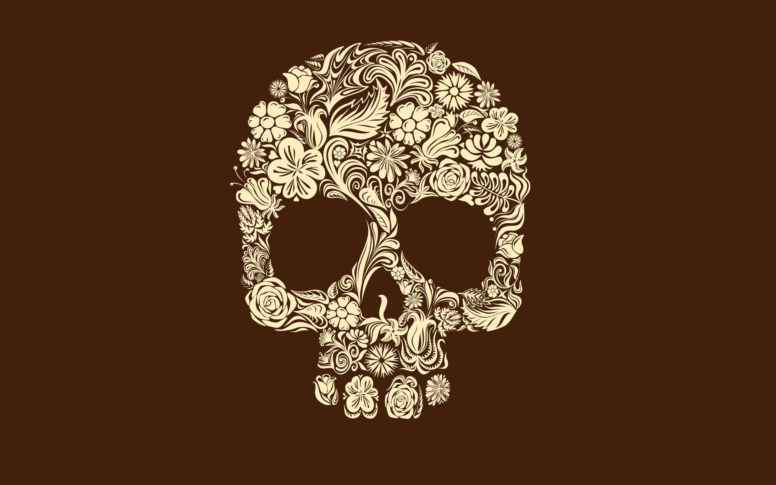 Teschio floreale marrone Dia de los Muertos, 2560x1600 2K, PC