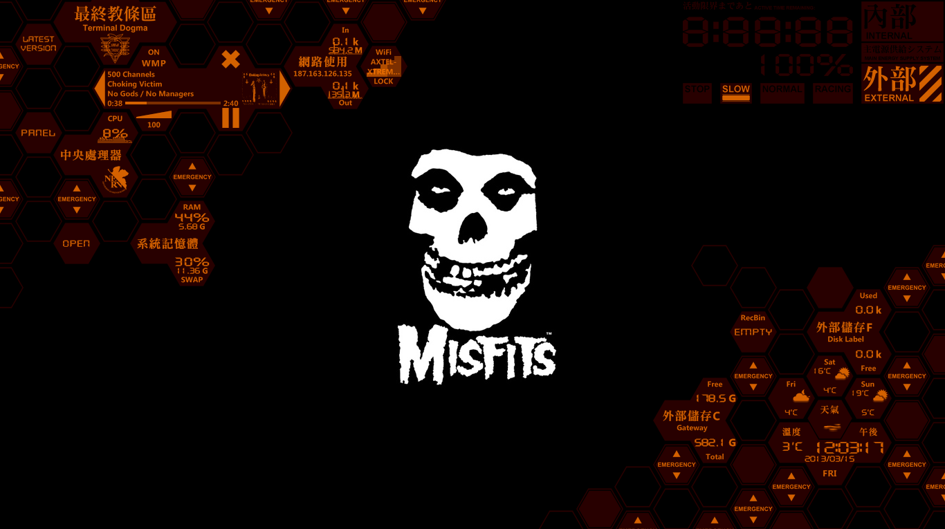 Teschio Misfits sfondo nero, 1366x765 HD, Desktop