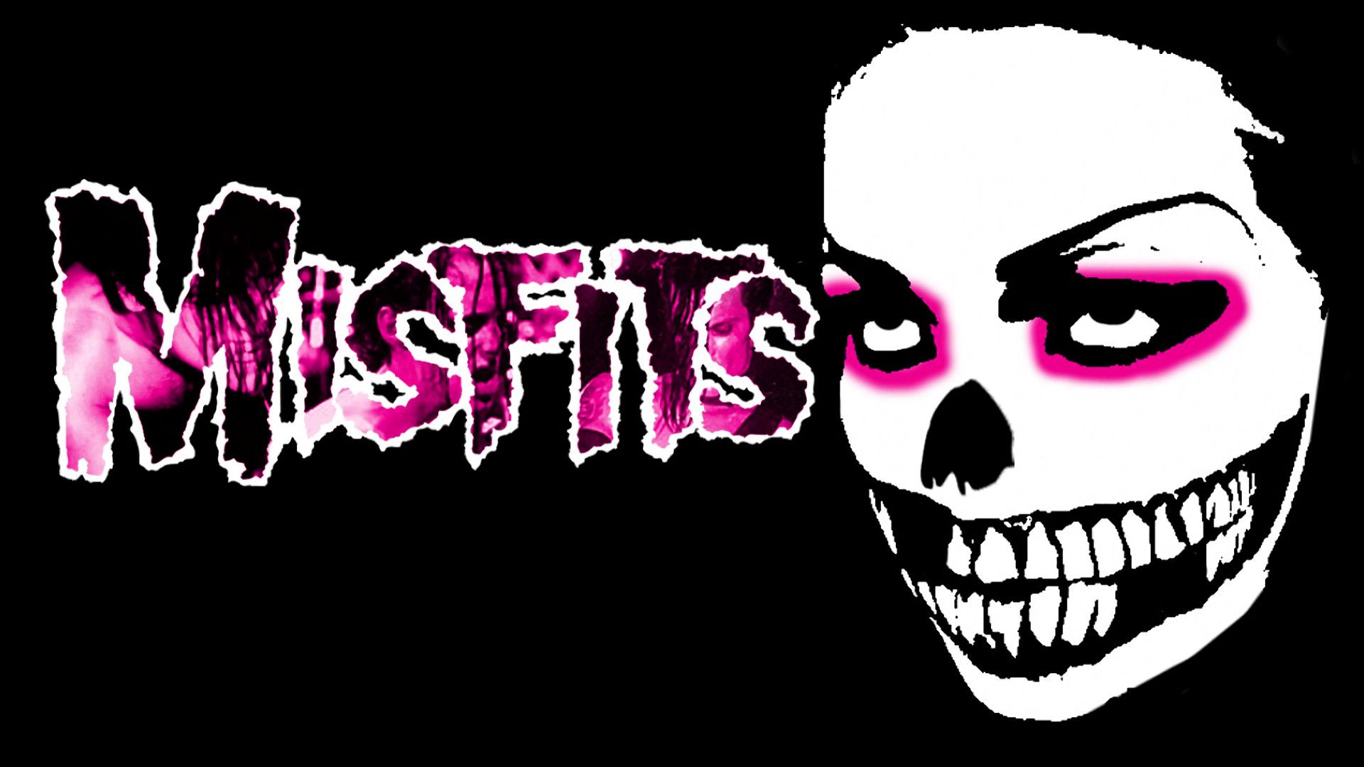 Teschio Misfits logo rosa, 1920x1080 Full HD 1080p, Desktop