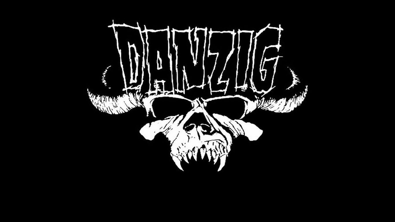 Logo Danzig teschio bianco nero, 1366x768 HD, Desktop