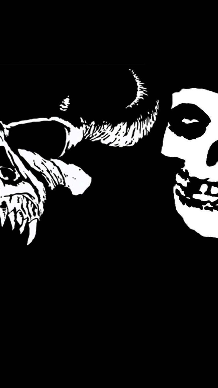 Teschio Misfits bianco e nero, 750x1334 Verticale, iPhone