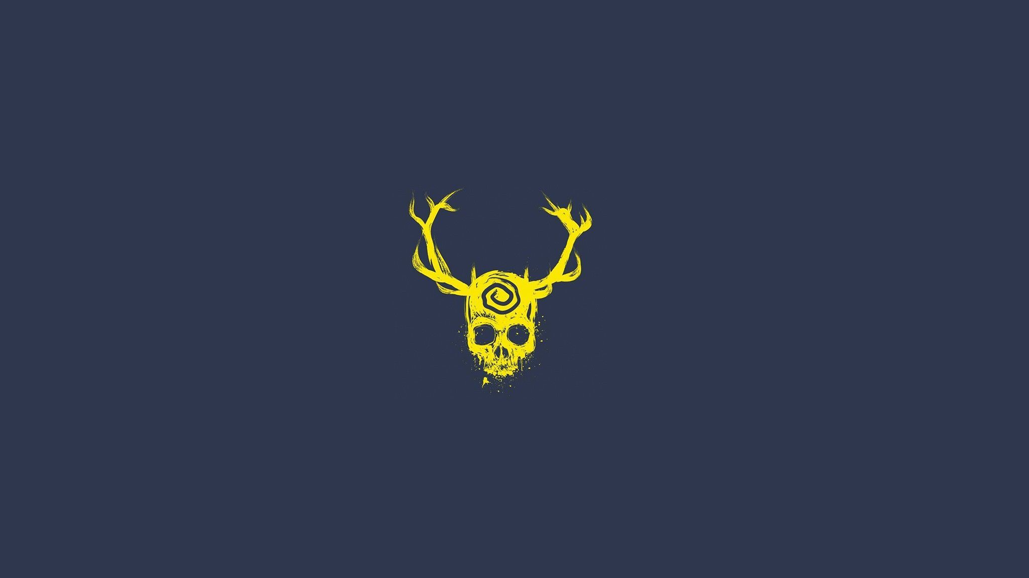 Teschio di cervo minimalista giallo, 2048x1152 Hi-Res, PC