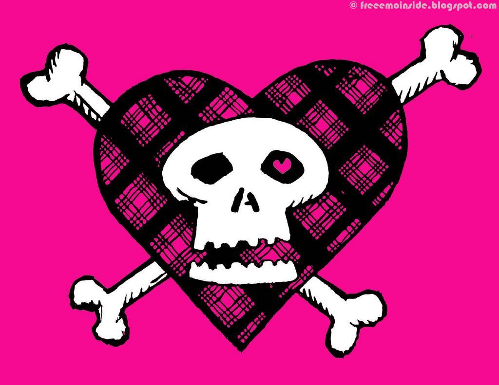 Teschio emo con cuore, 1024x791 HD, Desktop