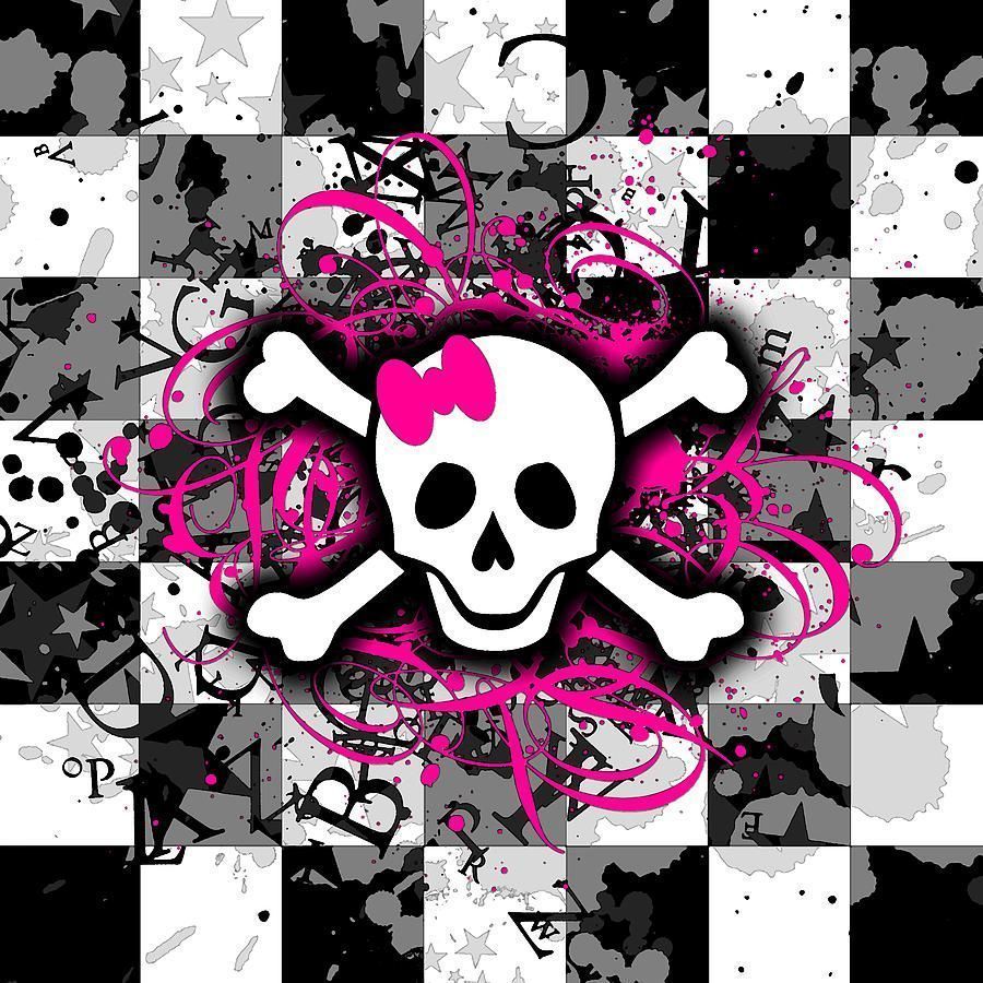 Teschio emo scacchiera rosa nero, 900x900 HD, PC