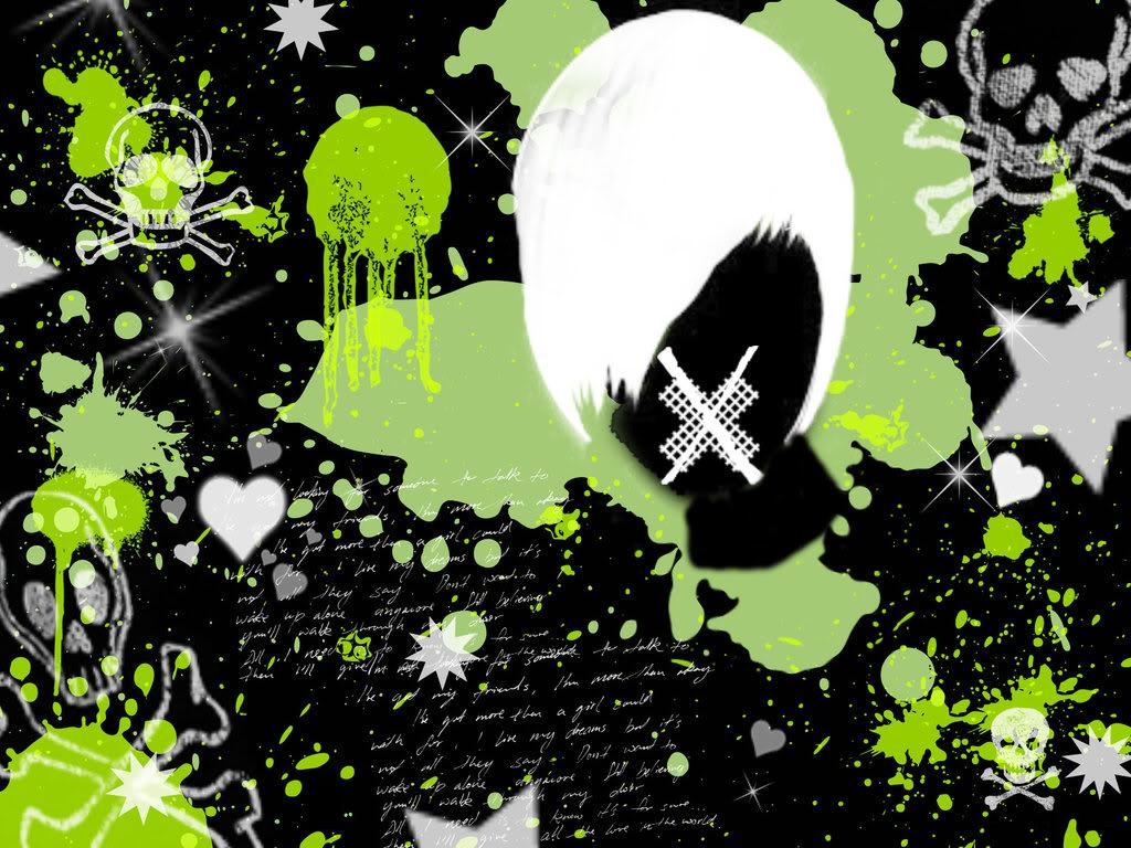 Teschio emo verde e nero, 1024x768 HD, PC Desktop