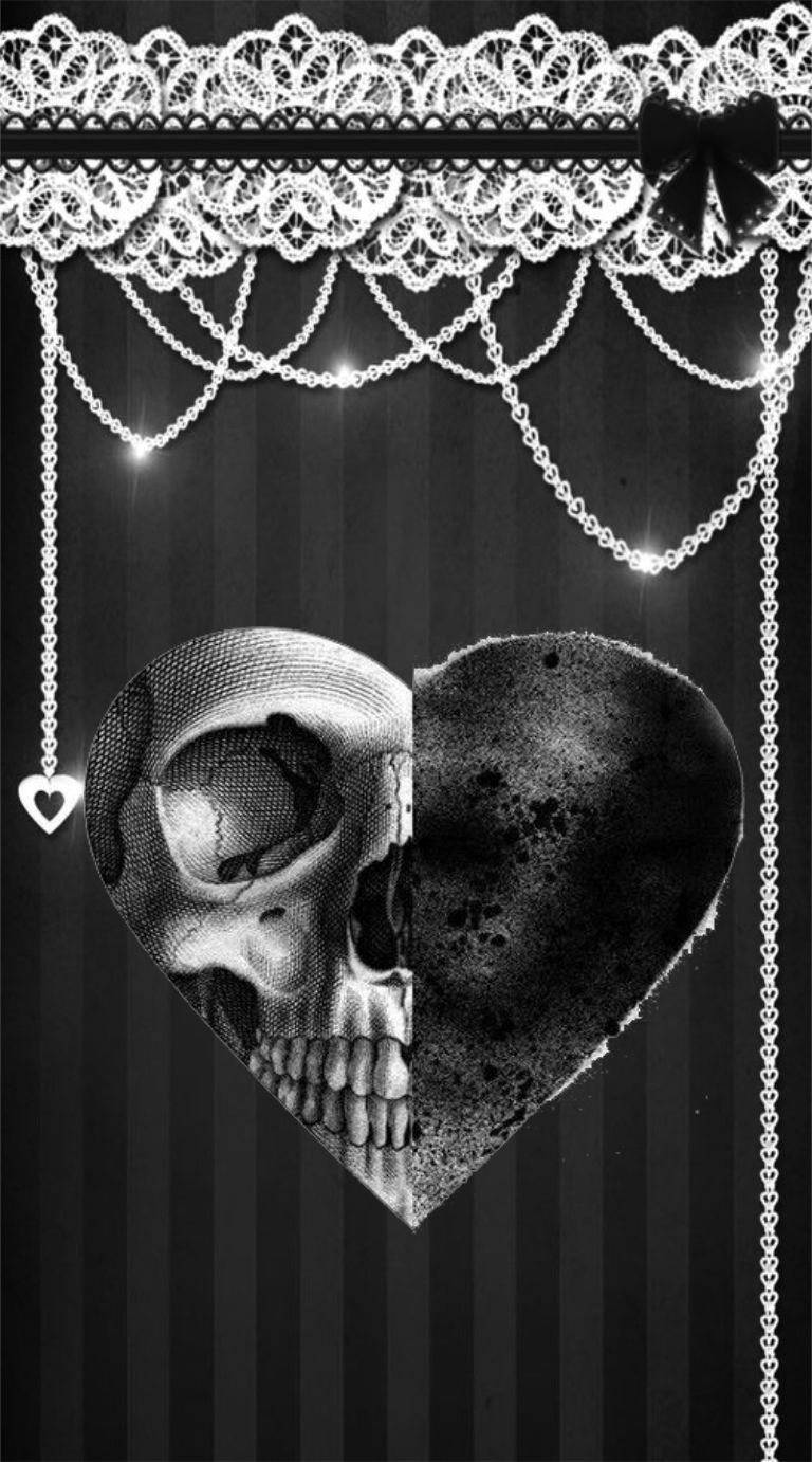 Teschio emo su cuore gotico, 768x1382 Full HD Verticale, Google Pixel