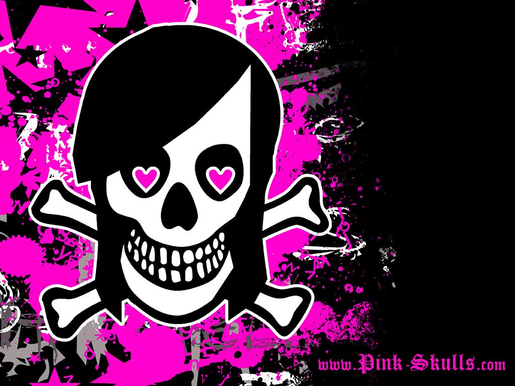 Teschio emo rosa e nero, 1024x768 HD, PC