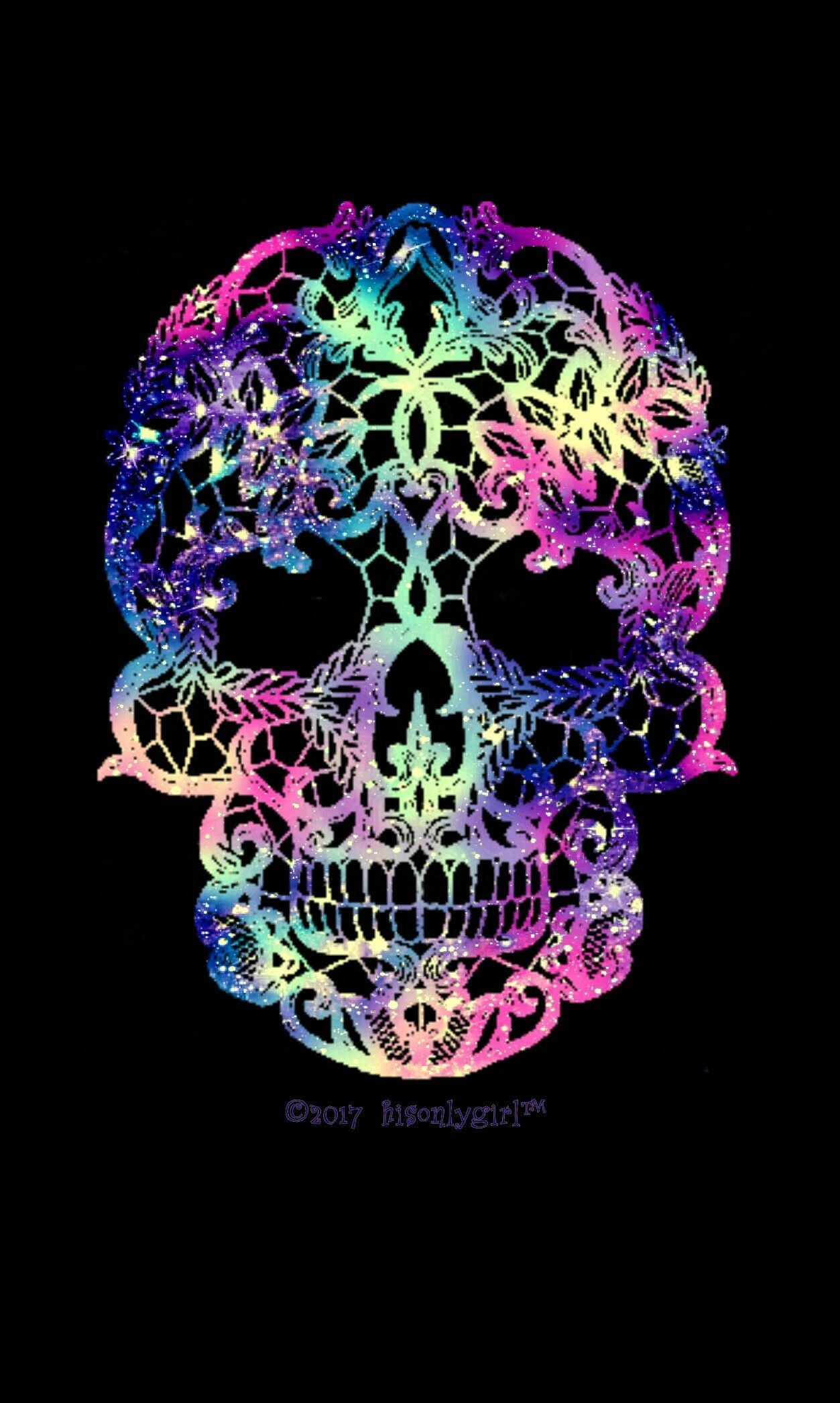 Teschio ornamentale colorato su nero, 1253x2090 Full HD Verticale, iPhone