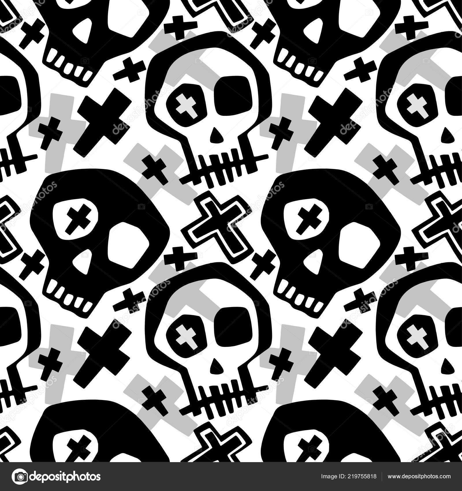 Teschi cartoon bianco e nero, 1600x1700 Verticale, Mobile