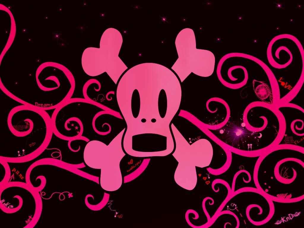 Teschio rosa con tibie incrociate, 1024x768 HD, PC Desktop