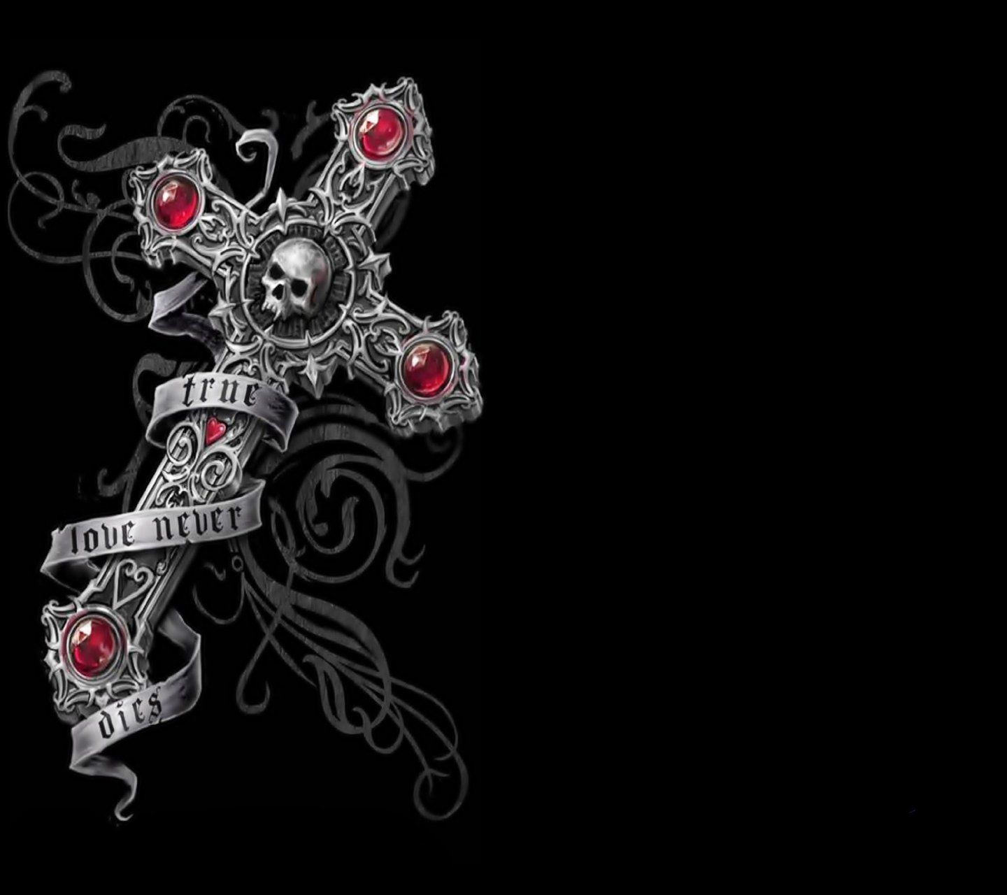 Croce gotica con teschio, 1440x1280 720p, PC