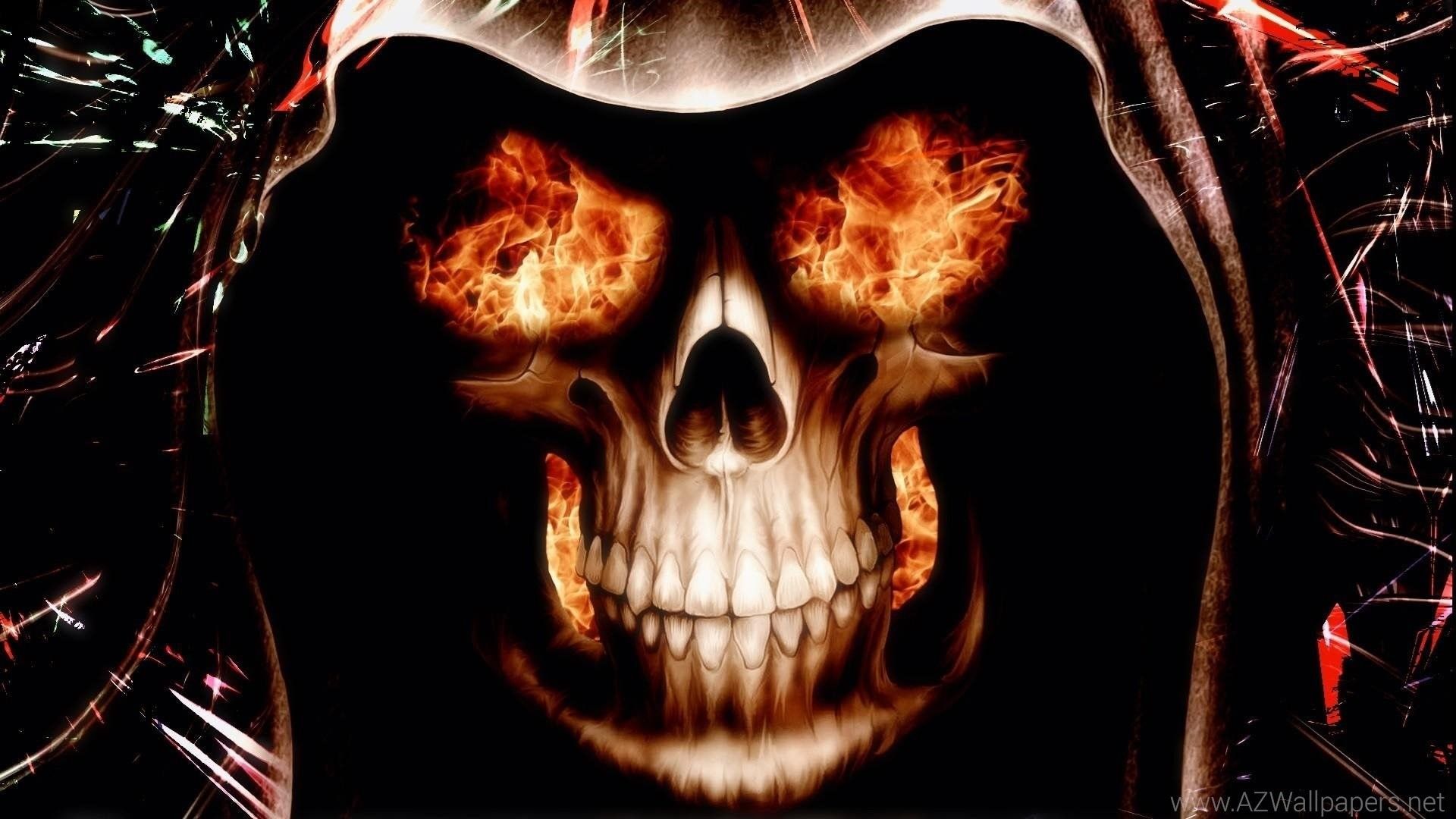 Teschio incappucciato occhi fiamme, 1920x1080 Full HD, Laptop