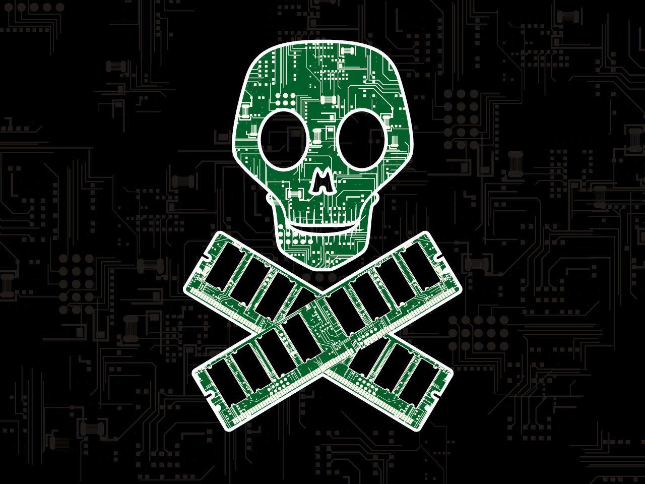 Teschio hacker verde circuiti, 1280x960 720p, Laptop