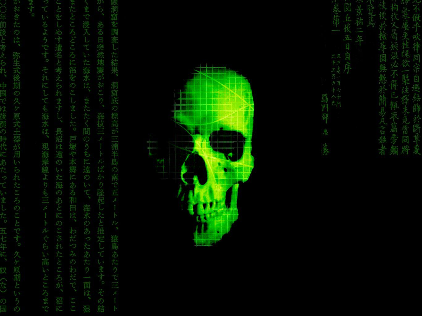 Teschio hacker verde luminoso, 1920x1080 Full HD 1080p, Desktop