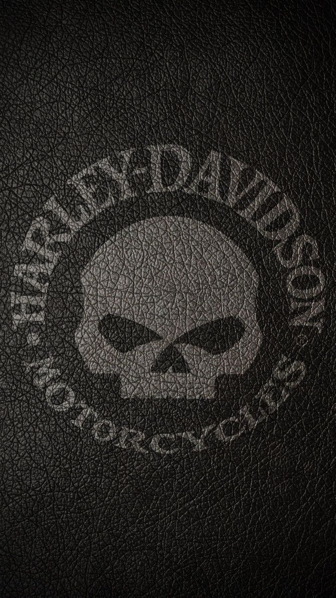Teschio Harley-Davidson pelle nera, 670x1191 Full HD Verticale, Smartphone