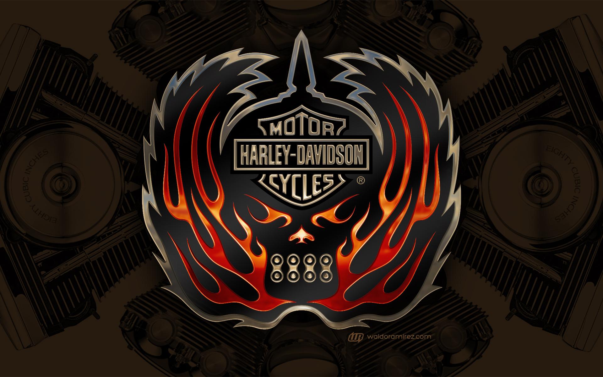 Logo Harley-Davidson con fiamme, 1920x1200 Full HD+ WUXGA, Laptop