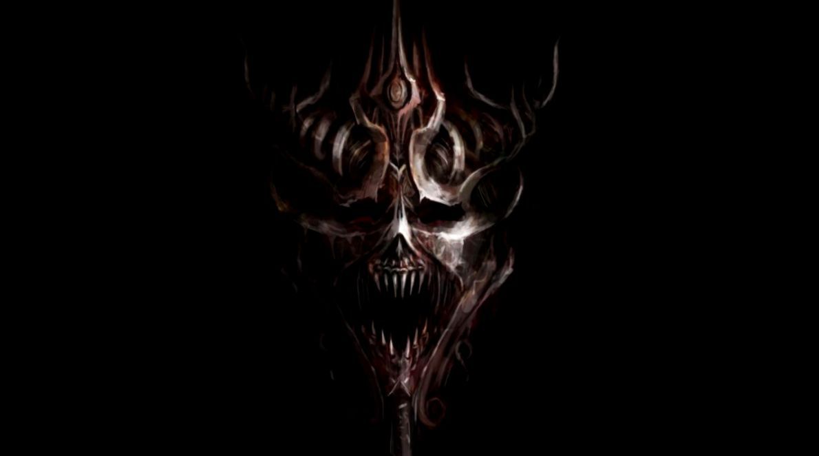 Teschio demoniaco corna nere, 1190x662 HD, PC