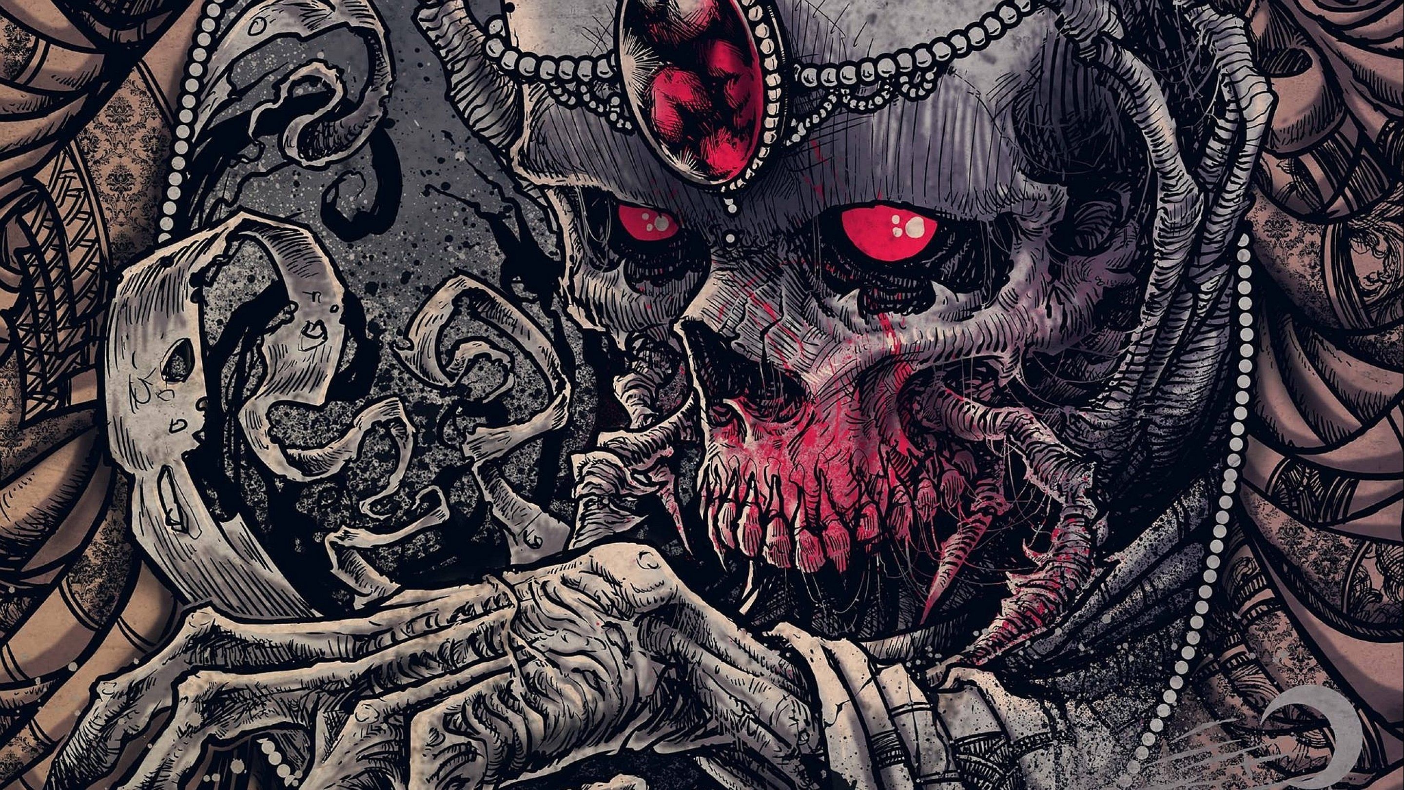 Teschio malvagio occhi rossi, 2880x1620 2K+, Laptop