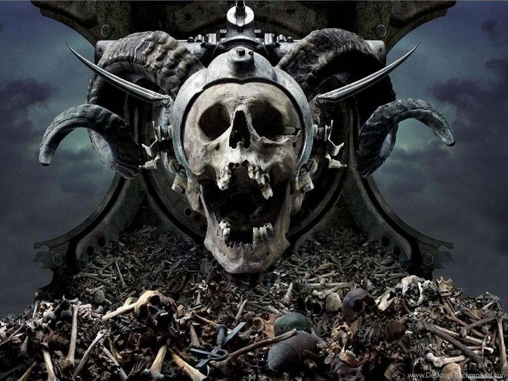 Teschio malvagio con corna e ossa, 1024x768 HD, Desktop