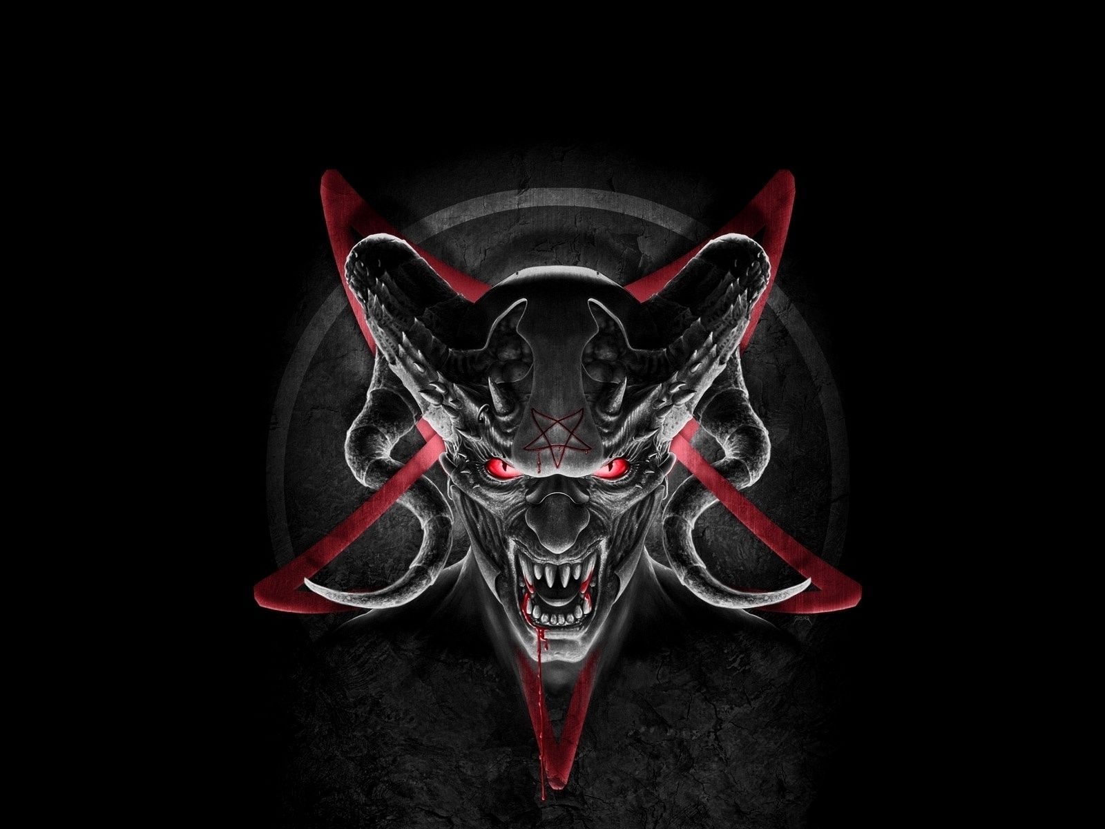 Teschio demoniaco con corna rosse, 1600x1200 HD, Desktop